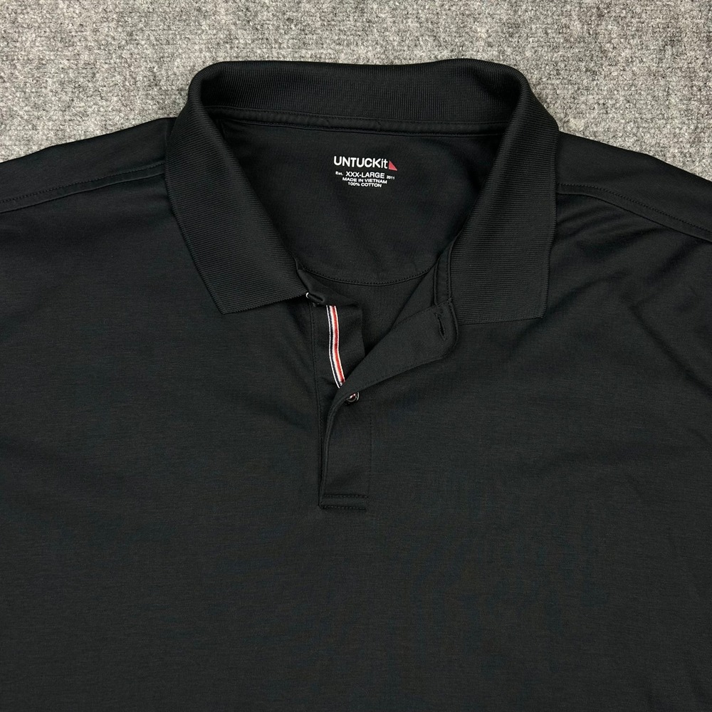 UNTUCKit Polo Shirt Mens XXXL Black Damaschino Cotton Short Sleeve Solid Blank